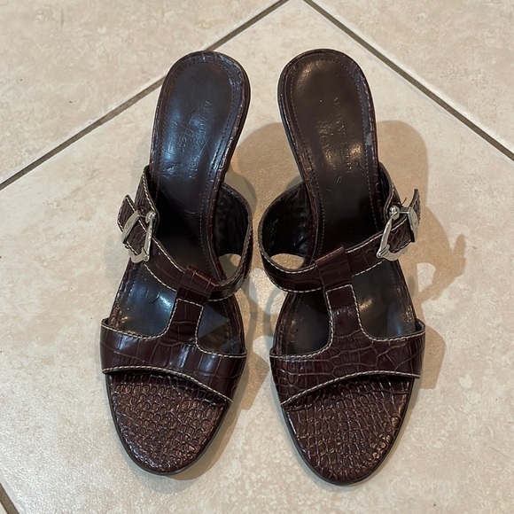 Anne Klein Zeek Women’s Leather Slide Sandal Slip On Size 9.5 M - Picture 1 of 5
